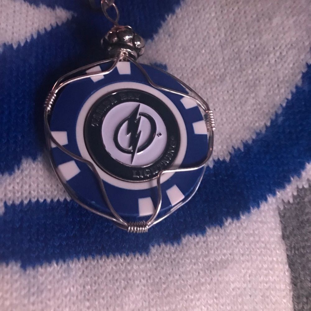 Necklace, Tampa Bay Lightning Pendant, NEW, Handmade